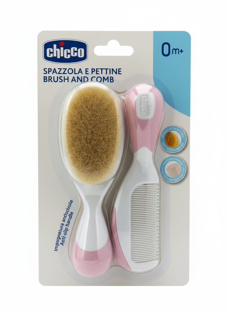 CHICCO BRUSH AND COMB ROSE 0M+