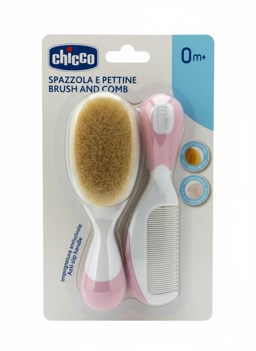 [00006569100000] CHICCO BRUSH AND COMB ROSE 0M+